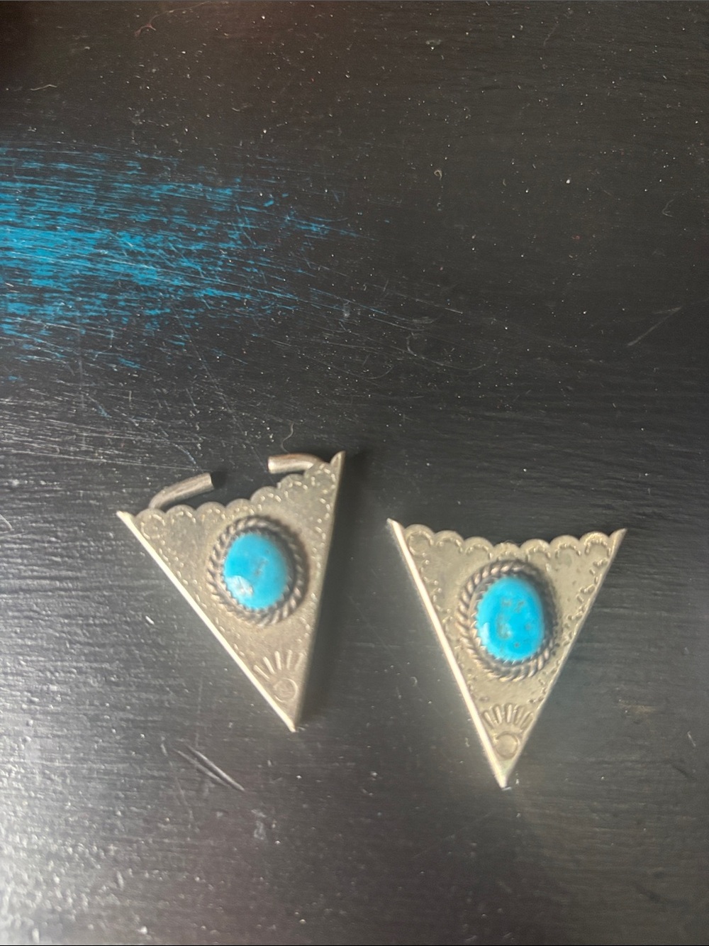 Silver-Tone Triangle Turquoise collar tips